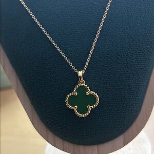 Adina Eden Necklace with Green Clover Pendant with Pave Surround NEW